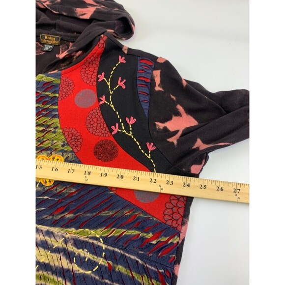 Rising International Full Zip Hoodie Lightweight Cotton Floral Embroidered XXL - Picture 12 of 14